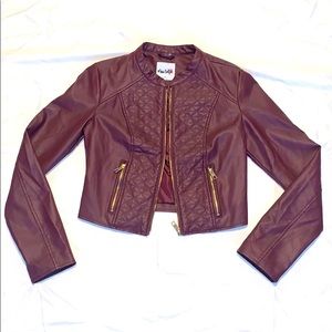 Faux leather jacket, maroon